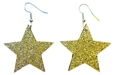 Produktbild von Stern Ohrringe Miniblings Weihnachten gold Sterne Holz Glitzer
