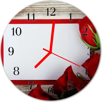 Produktbild von Glasuhr Wanduhr Küchenuhr Echt-Glas 30fi cm Rosen rot