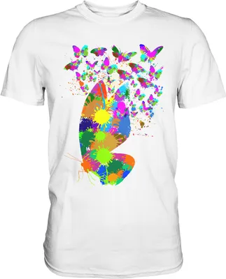 Produktbild von Bunte Schmetterlinge Splash T-Shirt – White / S
