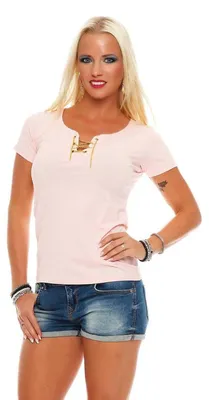 Produktbild von Damen Shirt Top T-Shirt ; Puderrosa S/M 36/38
