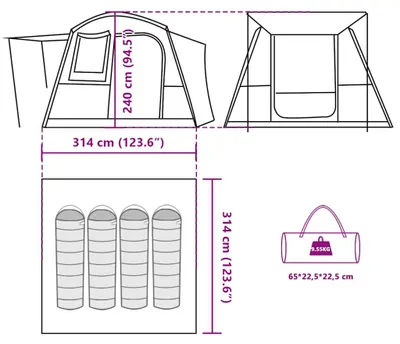 Produktbild von vidaXL Autozelt 4 Personen Grün Wasserfest