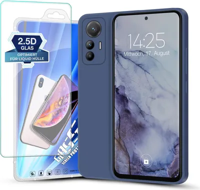 Produktbild von Hülle für Xiaomi 12 Lite mit 9H Displayglas Displayschutz Plus Case Cover Bumper Silikon Softgrip Schutzhülle Farbe: Lavendelblau