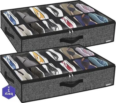 Image de Ensemble d'organisateurs de chaussures Famanu - 12 compartiments, fenêtre transparente, couleur noire