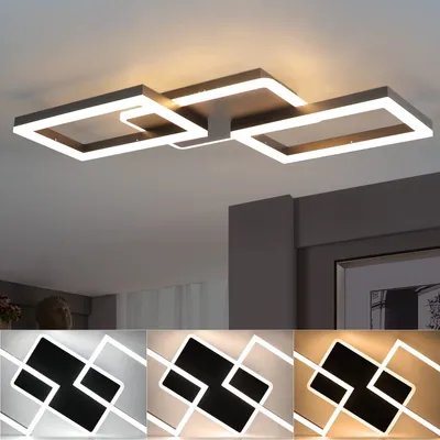 Produktbild von ZMH LED Deckenleuchte Wohnzimmer Deckenlampe - 48W Dimmbar Schlafzimmerlampe Schwarz Flach Design mit Fernbedienung aus Metall Modern Küchenlampe