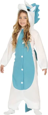 Produktbild von Einhorn Kostüm Kigurumi Traumhaftes Karneval Outfit Kapuze Kinder Fantasy Mode Jumpsuit, Größe: 110/116 Farbe: Weiß