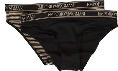 Immagine prodotto di Confezione 2 slip donna EMPORIO ARMANI elastico a vista articolo 163334 1A219 BIPACK BRIEF, US/UK S / IT II / CN 160/66, Cotone 95%,Spandex 5%