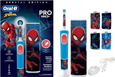 Productafbeelding van Oral-B Vitality Pro 103 Kids Spiderman, elektrische tandenborstel (blauw/wit), inclusief reisetui