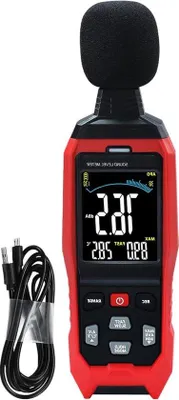 Obrázok produktu pre Presný zvukomer s LCD displejom, vizuálnym alarmom a meraním teploty