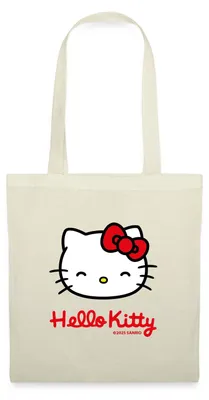 Produktbild von Spreadshirt Hello Kitty Lächelnd Mit Schriftzug Stoffbeutel, One size, Natur