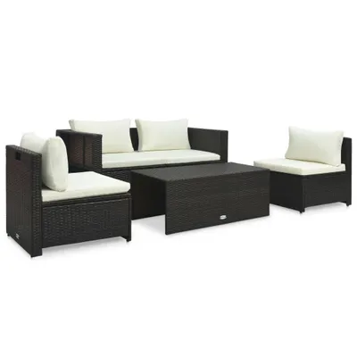 Immagine prodotto di vidaXL set 6 pezzi da giardino con cuscini in rattan marrone