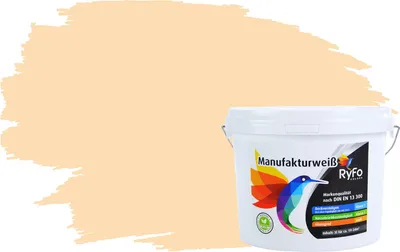 Produktbild von RyFo Colors Bunte Wandfarbe Manufakturweiß Apricot 3l - weitere Grau Farbtöne und Größen erhältlich, Deckkraft Klasse 1, Nassabrieb Klasse 1