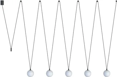 Produktbild von Pendelleuchte Glas Metall G9 H: max. 125 cm Schwarz Weiß Kugelschirm Modern