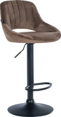 Produktbild von CLP Barhocker Milet Samtbezug höhenverstellbar drehbar mit Rückenlehne braun Gestell Farbe schwarz