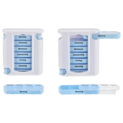Produktbild von 2x Tablettenbox Pillenbox Medikamentenbox Reise Box 7 Tage 4 Fächer
