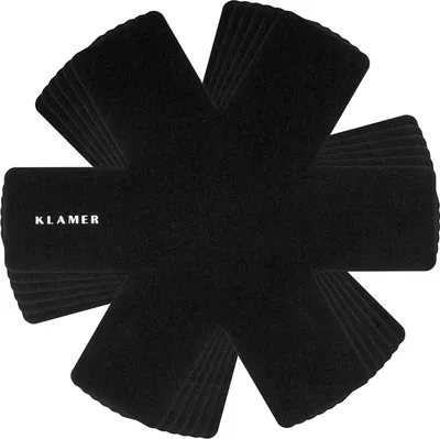 Produktbild von KLAMER Pfannenschoner Filz 6er Set, Stapelschutz mit Anti-Rutsch-Unterlage, Topfuntersetzer aus recycelten PET-Flaschen, zum Schutz von Pfannen, Töpfen und Schüsseln