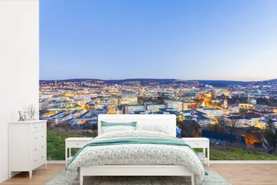 Produktbild von MuchoWow® Fototapete für Wohnzimmer oder Schlafzimmer Wandtapete Vinyl Motivtapete Stadtbild von Stuttgart - 420x280 cm - Zimmer für Kinder