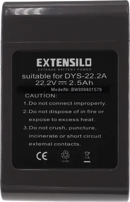 Produktbild von EXTENSILO Akku kompatibel mit Dyson DC45 Animalpro, DC57, DC56, DC45 Staubsauger Schwarz (2500 mAh, 22,2 V, Li-Ion)