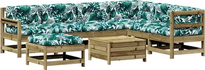 Imagen del producto de vidaXL Juego de jardín de 8 piezas con cojines, fabricado con madera de pino tratada