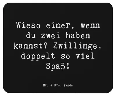Produktbild von Mr. & Mrs. Panda Mauspad Spruch Zwillinge Spaß - Schwarz - Geschenk, Mouse Pad, laptop, Sternzeichen, Zwillingsglück, Geschenke Astrologie, Horoskop, Tierkreiszeichen