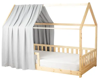Immagine prodotto di Baldacchino per lettino in garza di cotone Jeann - 130x390 cm - Grigio | by SEVIRA KIDS