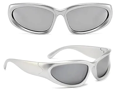 Produktbild von Sonnenbrille für Herren und Damen, futuristische polarisierte Sportsonnenbrille, Rollenspiel Halloween Brillen Set (15,0 * 11,4 * 3,4) Silber