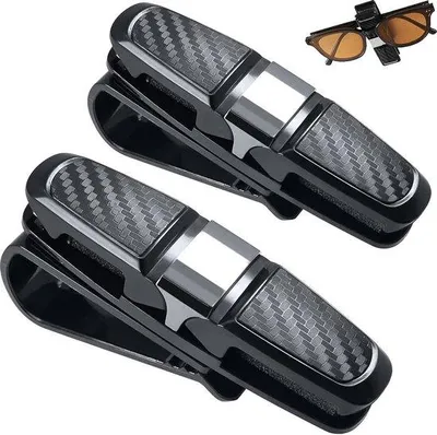 Image de Porte-lunettes pour voiture avec double pince, rotation à 360 degrés