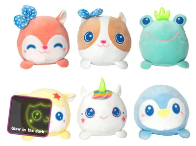 Produktbild von Glow in the dark pluche dier XL 23 cm 6 assorti