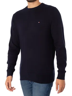 Produktbild von Tommy Hilfiger 8720641507660, Erwachsener, Männlich, Pullover, Navy, Blau, Rundhals, Langärmlig