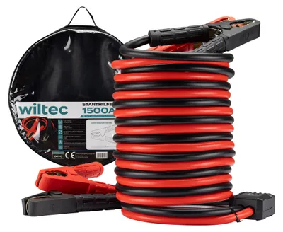 Imagen del producto de Cables de arranque Wiltec, 1500 A, 30 mm², 6 metros, con protección contra sobretensiones, para motores de gasolina y diésel