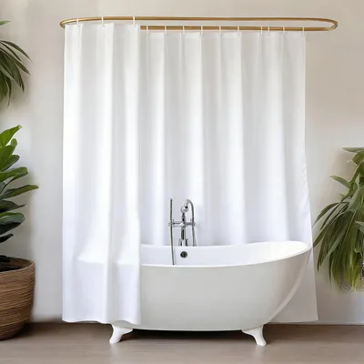 Produktbild von Weißer Duschvorhang 240 x 200 cm, schimmelresistent, magnetischer Duschvorhang, wasserabweisendes Textil für das Badezimmer, Breite 240 x Höhe 200 cm