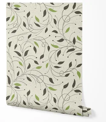 Produktbild von Selbstklebende Tapete Möbelfolie Blätter Beige Grün Tapete Floral Modern Wohnzimmer Schlafzimmer Flur Elegante Wanddeko Natur Design Minimalistisch Skandinavisch Stil Dezente Pflanzenmuster 2,5m x 0,5m
