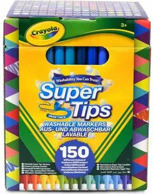 Obrázek produktu pro Crayola Omyvatelné fixy se superhrotem 18x14,8x13,5 cm 150 kusů Vícebarevné Vícebarevné Jedna velikost