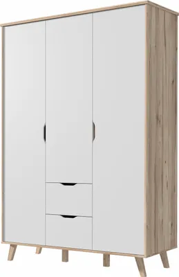 Produktbild von Casa Dolce Kleiderschrank OSKAR, weiß +naturell, 139,4x52,7x201,5 cm in modern Design