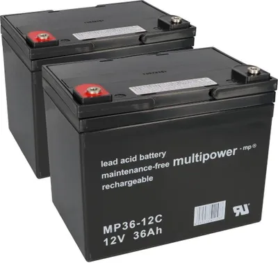 Produktbild von Ersatzakku für Invacare Butler, Leo 2x Multipower 12V - 36Ah Zyklenfest AGM VRLA