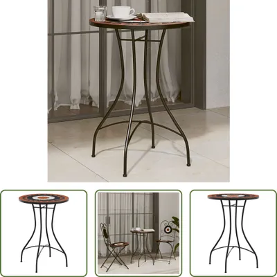 Obrázek produktu pro The Living Store Mozaikový bistro stolek terakota červená a bílá Ø50x70 cm keramika