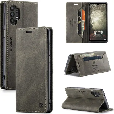 Produktbild von Samsung Galaxy A32 5G Brieftasche Hülle, Retro Kunstledertasche Stand Schutzhülle für Samsung Galaxy A32 5G Kupfer