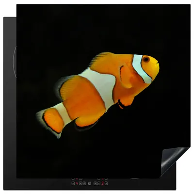 Produktbild von KitchenYeah© Herdabdeckplatte Fisch - Linie - Schwarz , 78x78cm, Küche Deko, Glaskeramikkochfeld Herdabdeckung, Abdeckplatte fùr Kochfeld
