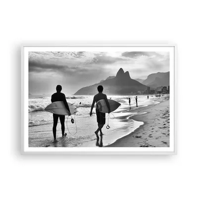 Produktbild von Gerahmtes Poster - Weißer Rahmen - Meer Welle Surfen - 100x70 cm - Wand Bild - Wanddeko - Wandbilder - Kunstposter - Wandposter - Bilderrahmen - Bilder - Kunstdruck - Wandbild - P2WAA100x70-3745