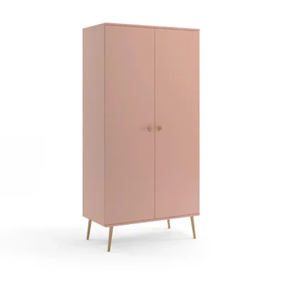Produktbild von NATURA Kleiderschrank 100cm (mit Kleiderstange) Pastellrosa Boho Echtholz Buche Soft-Close
