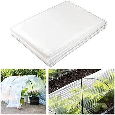 Produktbild von 4 x 3M Extra Dick Polyethylen Folie Transparent Gewächshausfolie Plastikfolie Staubschutzfolie Reißfest Gartenfolie aus Polyethylen für Gartenarbeit Treibhaus Folientunnel (250Mu / 1000G)