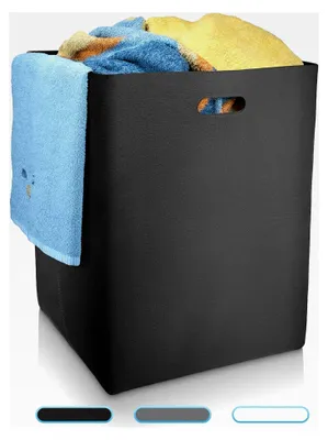 Produktbild von Wäschekorb aus Filz, Wäschesammler, Aufbewahrungskorb, Wäschesortierer, Wäschetruhe, faltbarer Wäschekorb, großer Aufbewahrungskorb (Schwarz)