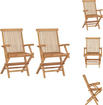 Image de vidaXL Chaises de jardin pliantes 2 pcs. Teck massif - Chaises de jardin