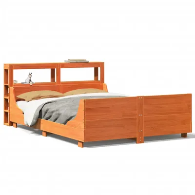 Produktbild von vidaXL Massivholzbett ohne Matratze Wachsbraun 160x200 Kiefernholz