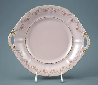 Zdjęcie produktu dla Sonata, talerz na ciasto, 27 cm, różowa porcelana, kwiaty, Leander