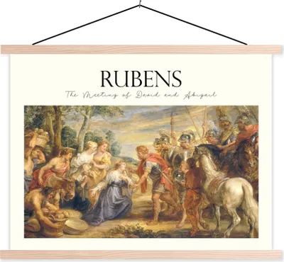 Produktbild von MuchoWow® Textilposter Die Begegnung von David und Abigail - Peter Paul Rubens 40x30 cm mit holzfarbenen Rahmen - Bilder