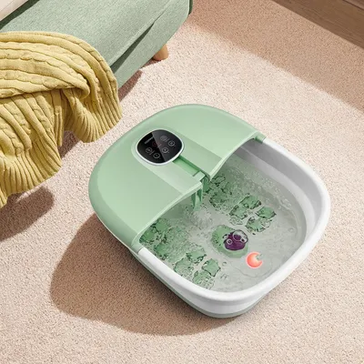 Produktbild von COSTWAY Fußbad Massagegerät faltbar, Elektrische Fußbadewanne mit 16 Massagerollen, Heizung, Bimsstein, Blubberblasen, & Sprudelmassage, Fußmassage Spa, Grün