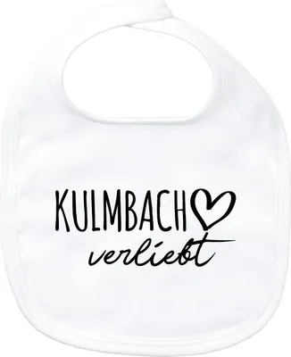 Produktbild von Huuraa Baby Lätzchen Kulmbach verliebt White Klettverschluss  Baumwolle Latz Geschenkidee