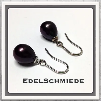 Produktbild von Edelschmiede925 Ohrhänger 585/- Weißgold mit schwarzer Zuchtperle