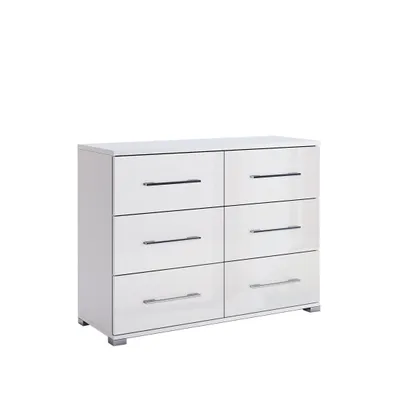 Produktbild von Weiße Hochglanz Kommode Family 108x82x40cm Modern 6 Schubladen Schlafzimmer Wohnzimmer