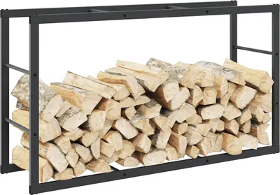 Produktbild von "2026 Promotion" Brennholzregal Schwarz 110x30x61 cm Stahl - Kaminholzregale CC25045